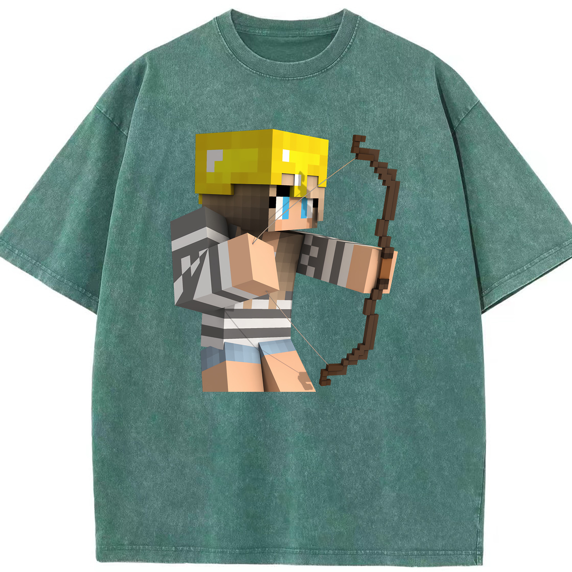 （画像用） マインクラフト ブロックの世界 Minecraft MC Block world 綿100% ヴィンテージ風 半袖Tシャツ（フロントプリント）